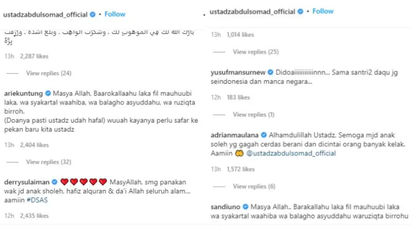 Ustaz Abdul Somad Dikaruniai Anak Laki-laki, Banjir Doa dan Ucapan Selamat 4 UAS dikaruniai anak laki-laki