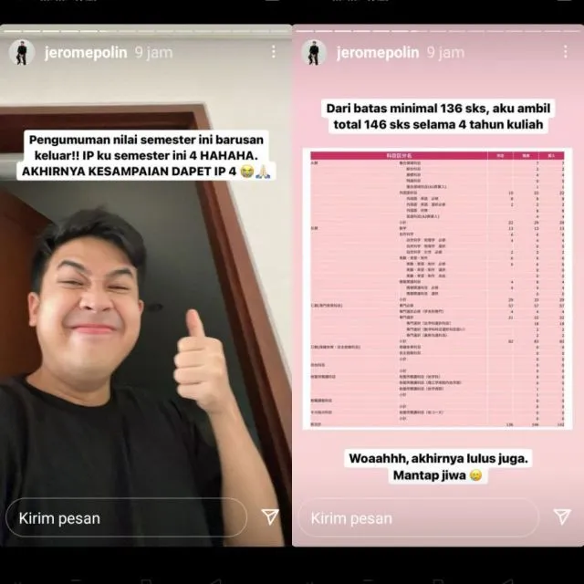 Jerome Polin Lulus kuliah IP 4 di Tugas Akhir, Meski Sibuk Bikin Konten 4 Jerome dapat IP 4 selama kuliah di Jepang