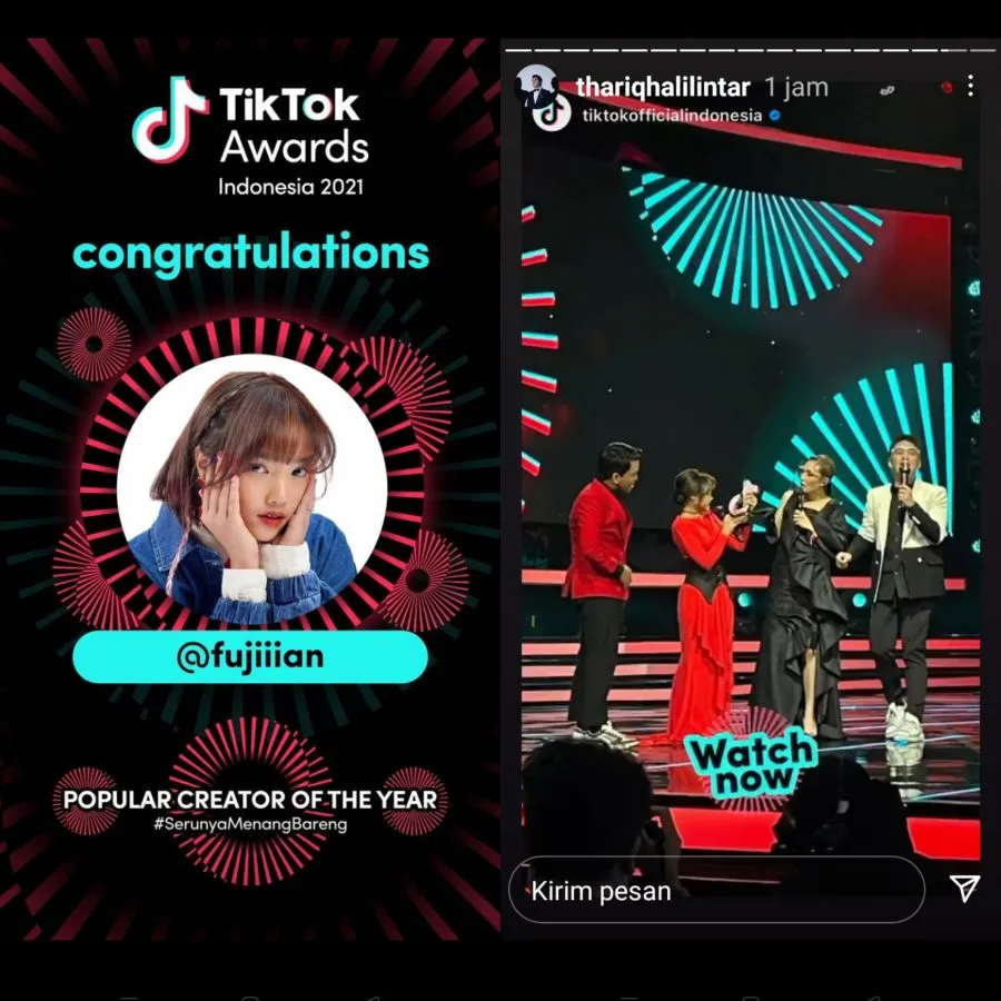 Fuji Mendapat Penghargaan TikTok Award 2022. Reaksinya Jadi Sorotan Warganet 3 Fuji terima penghargaan Tiktok Award 2022