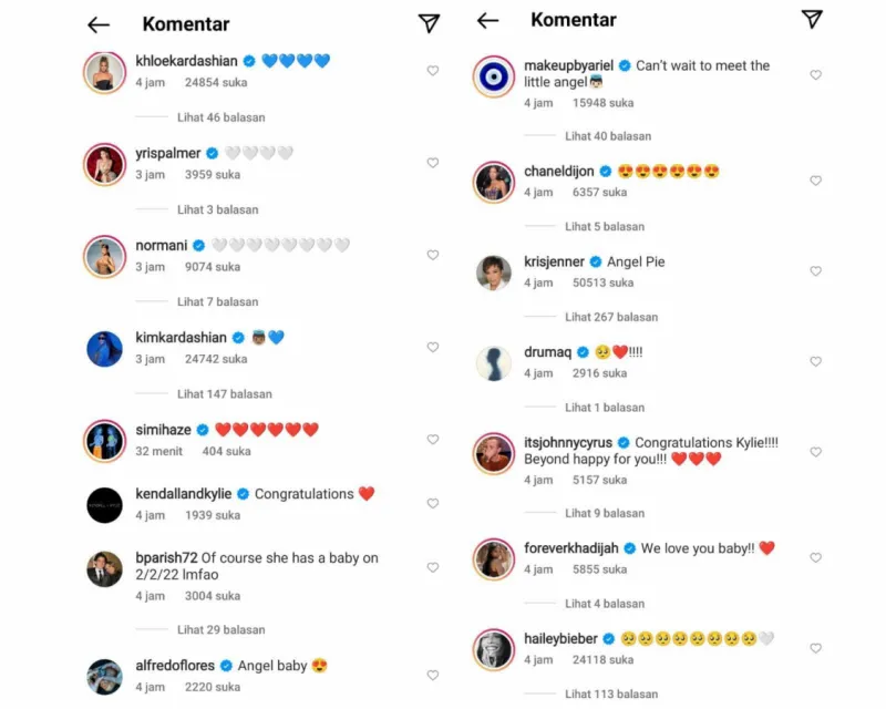 Kylie Jenner Melahirkan Anak Kedua di Tanggal Cantik, Banjir Ucapan Selamat 6 Ucapan selamat atas kelahiran anak kedua Kylie