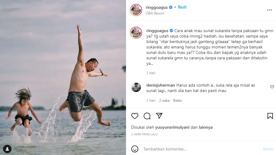 Curhat Ringgo Agus Rahman, Bingung Cara Bujuk Anak agar Mau Disunat 4 Ringgo Agus