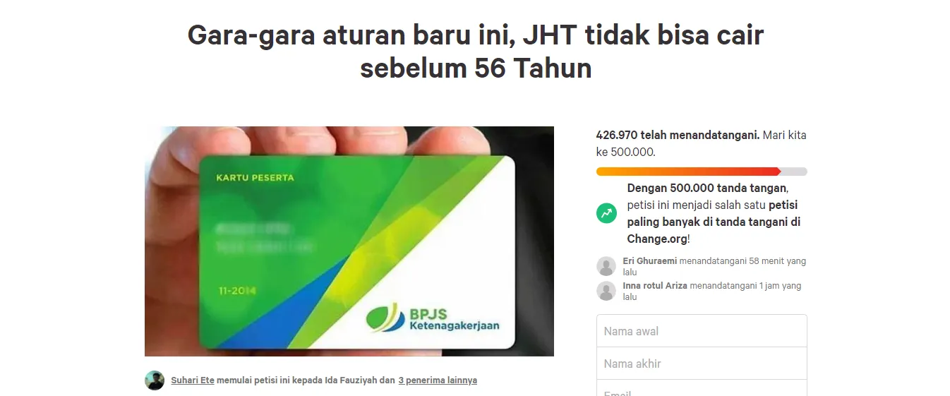 Buruh Protes JHT Baru Bisa Cair di Usia 56, Permenaker Direvisi 3 Petisi JHT Buruh
