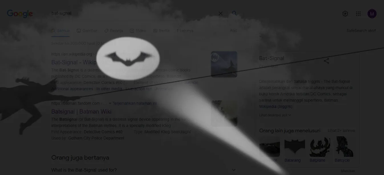 Bat-Signal Muncul di Google Doodle, Kamu Bisa Panggil Batman! 3 Easter Egg Batman