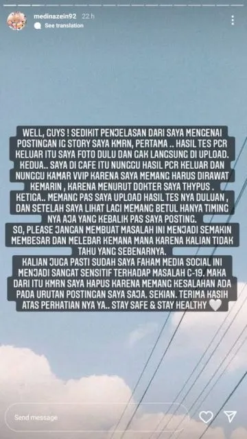 Medina Zein Klarifikasi Soal Nongkrong di Kafe Bareng Suami yang Positif Covid-19 4 Klarifikasi Medina Zein