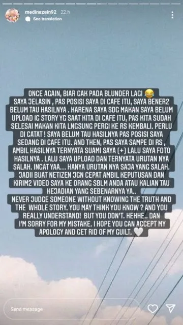 Medina Zein Klarifikasi Soal Nongkrong di Kafe Bareng Suami yang Positif Covid-19 5 Klarifikasi Medina Zein