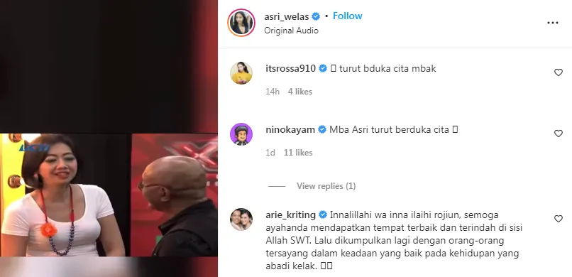 Mertua Asri Welas Meninggal Dunia, Kenang saat Antar Audisi X Factor Indonesia 2 asri welas