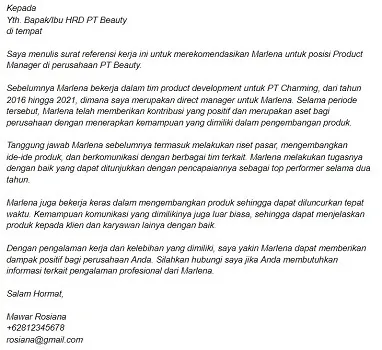 Contoh Surat Referensi Kerja untuk Berbagai Kepentingan 7 contoh surat referensi kerja untuk melamar kerja