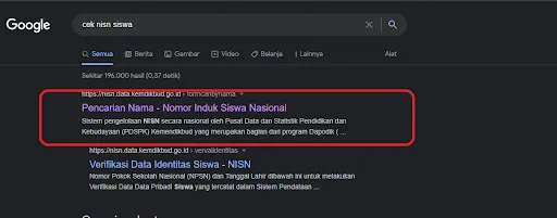 Cara Cek NISN Siswa Secara Online tanpa Kartu Kesiswaan 5 Cek NISN Kemendikbud