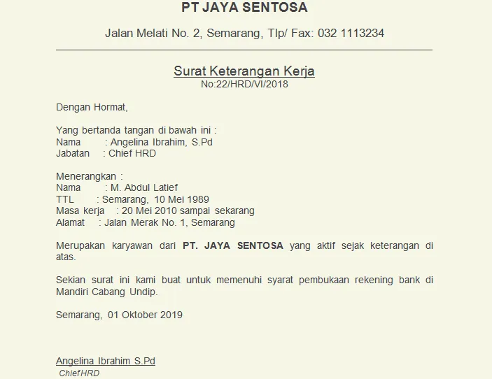 Contoh Surat Referensi Kerja untuk Berbagai Kepentingan 8 Contok surat referensi kerja untuk bank