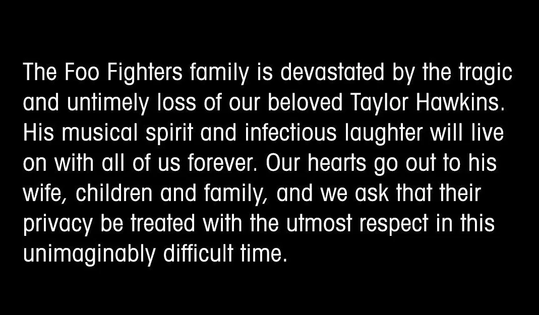 Breaking News! Punggawa Band Foo Fighters Taylor Hawkins Meninggal Dunia 3 Taylor Hawkins meninggal