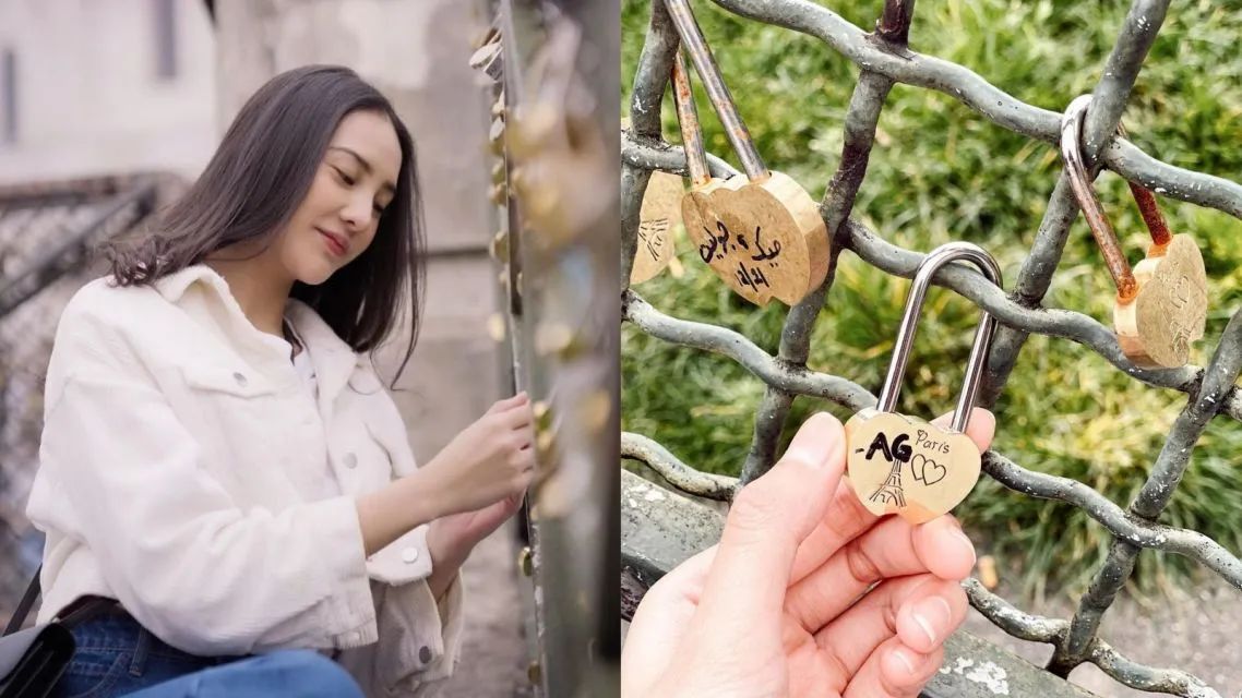 Anya Geraldine Pasang Gembok 'love' di Paris, Netizen Sebut Ariel 3 Anya Geralndine di gembok cinta