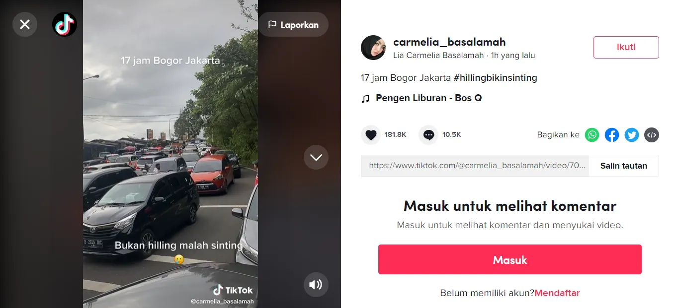 Ribuan Kendaraan Terjebak Macet Saat Long Weekend di Puncak 3 Video Tiktok Puncak macet