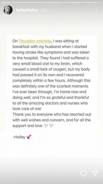 Hailey Bieber Alami Penggumpalan Darah di Otak, Gejalanya Mirip Stroke 3 Hailey Bieber dilarikan ke RS karena gumpalan darah di otak