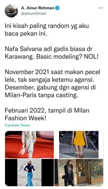 Potret Nafa Salvana, Model yang Ditemukan oleh Agensi Internasional di Warung Pecel Lele 5 Kisah Nafa Salvana model Internasional yang ditemukan agensi di warung pecel lele