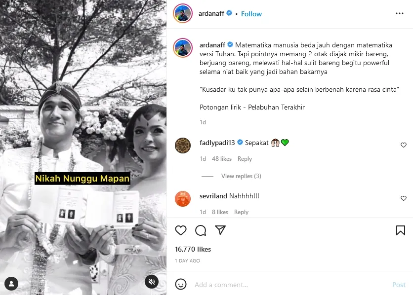 Wejangan Arda Naff Soal Orang yang Mau Menikah Tunggu Ekonomi Mapan 5 Arda Naff berbagi pandangan soal menikah