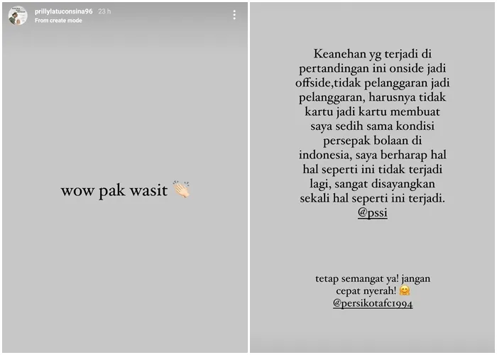 Prilly Latuconsina Kecewa dengan Keputusan Wasit yang Merugikan Persikota 3 Prilly kecewa dengan keputusan wasit