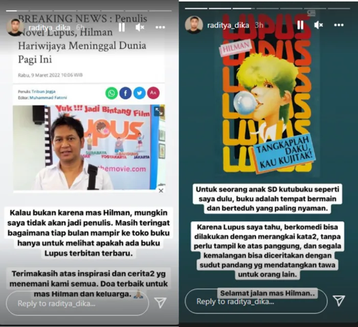 Hilman Hariwijaya Meninggal, Raditya Dika dan Irgi Achmad Fahrezi Kenang Karya Almarhum 3 raditya dika lupus