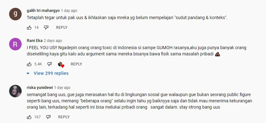 Uus Curhat Soal Permasalahannya dengan Atta Halilintar Lewat Stand Up Comedy 4 Komentar warganet