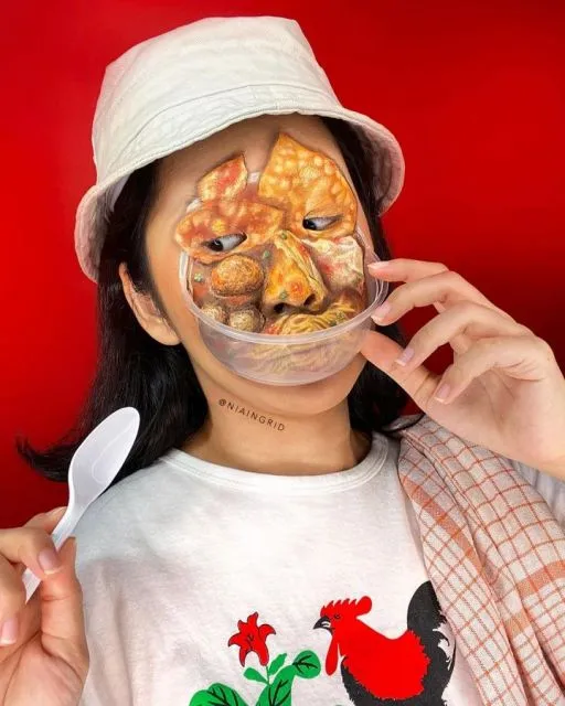 8 Potret Face Painting Tema Makanan ala Nia Ingrid. Unik dan Kreatif! 14 Face painting ala Nia Ingrid