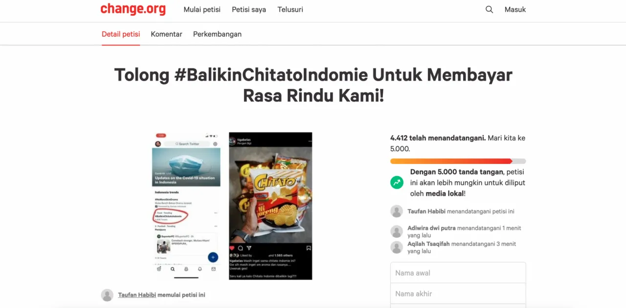 Muncul Petisi, Netizen Minta Direktur Indofood Axton Salim Kembalikan Chitato Indomie 6 Petisi #BalikinChitatoIndomie