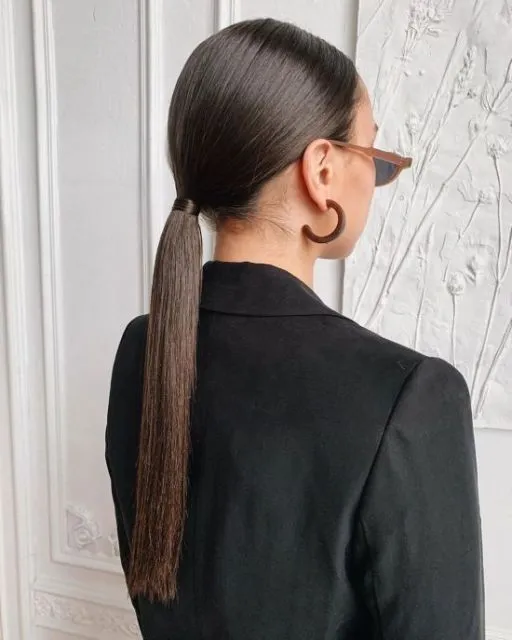 9 Ide Gaya Rambut Sleek Hair yang Fresh dan Elegan. Jurus Jitu Siasati Rambut Lepek 16 Sleek low ponytail