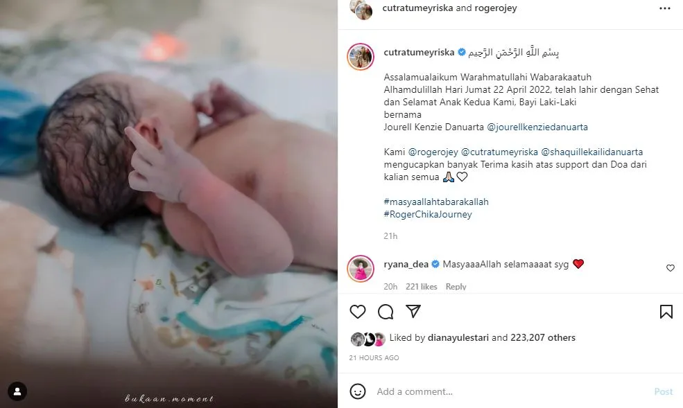 Cut Meyriska Melahirkan Anak Kedua, Roger Danuarta Ungkap Nama Indahnya 3 Cut Meyriska melairkan anak kedua