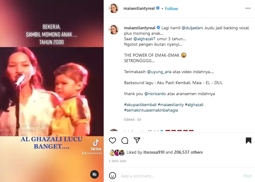 Maia Estianty Kenang Saat Nyanyi Sambil Gendong Al dan Mengandung Dul 2 Video Maia Estianty jadi backing vocal saat gendong Al Ghazali