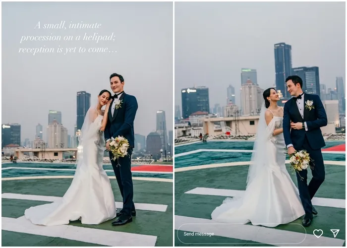 Mike Lewis dan Janisaa Pradja Resmi Menikah, Acara Dilangsungkan Secara Tertutup 3 Mike Lewis dan Janisaa Pradja menikah di helipad