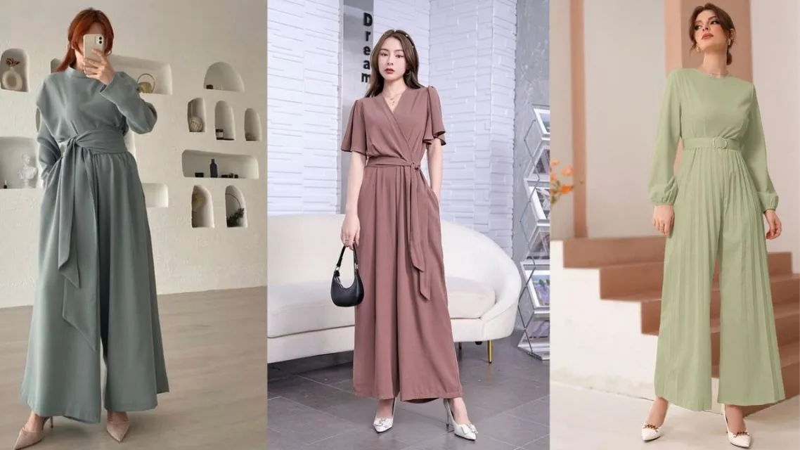 10 Inspirasi Baju Lebaran Non Hijab 2026 yang Paling Stylish, Modern, Fresh, dan Elegan 16 Jumpsuit Wide Leg Modern