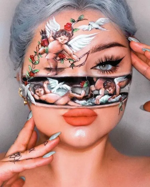 8 Potret Face Painting dengan Ilusi yang Super Unik ala Sarina Nexie 12 face painting Sarina Nexie