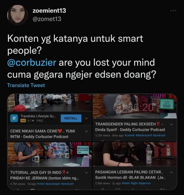Podcast Deddy Corbuzier Undang Ragil dan Suami, Tuai Kontroversi 3 Kecaman warganet untuk konten Deddy Corbuzier