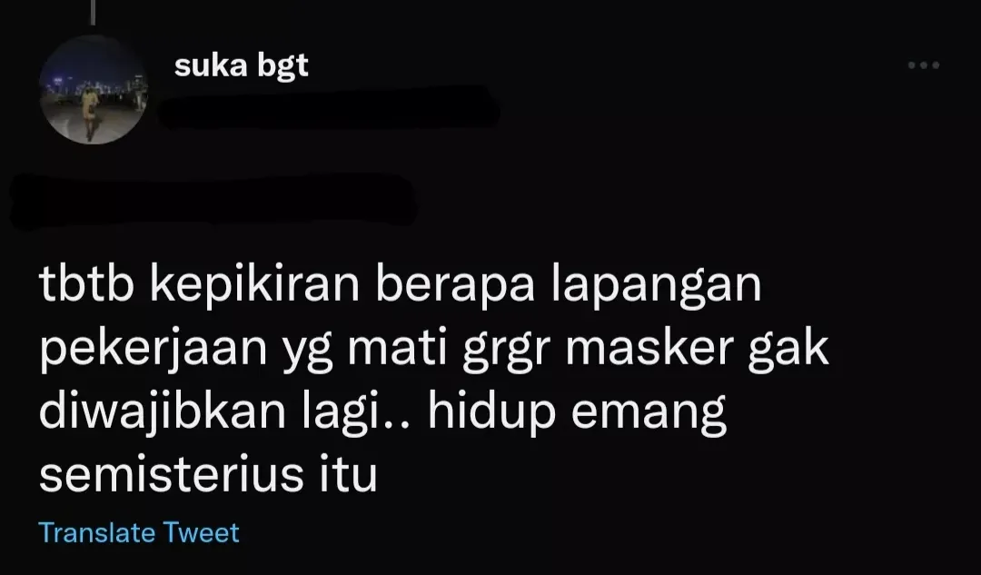 10 Reaksi Kocak Warganet Soal Kebijakan Lepas Masker di Ruang Terbuka. Ada-ada Aja~ 20 Tiba-tiba kepikiran