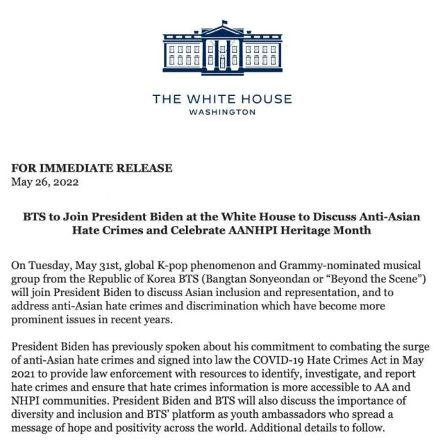 BTS Diundang ke White House Bertemu Presiden Joe Biden, Akan Bahas Isu Diskriminasi Anti-Asia 3 Undangan resmi White House untuk BTS