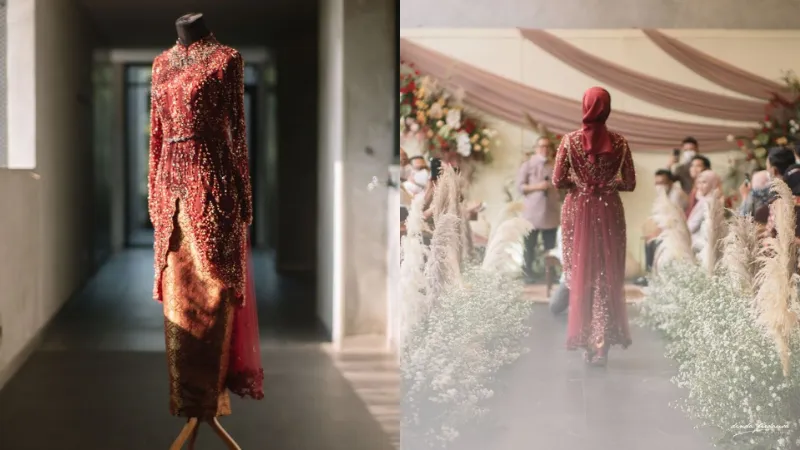 Detail Lamaran Bintang Emon dan Alca Octavia. Kompak Pakai Busana Nuansa Merah Marun 11 detail lamaran bintang emon dan alca octaviani