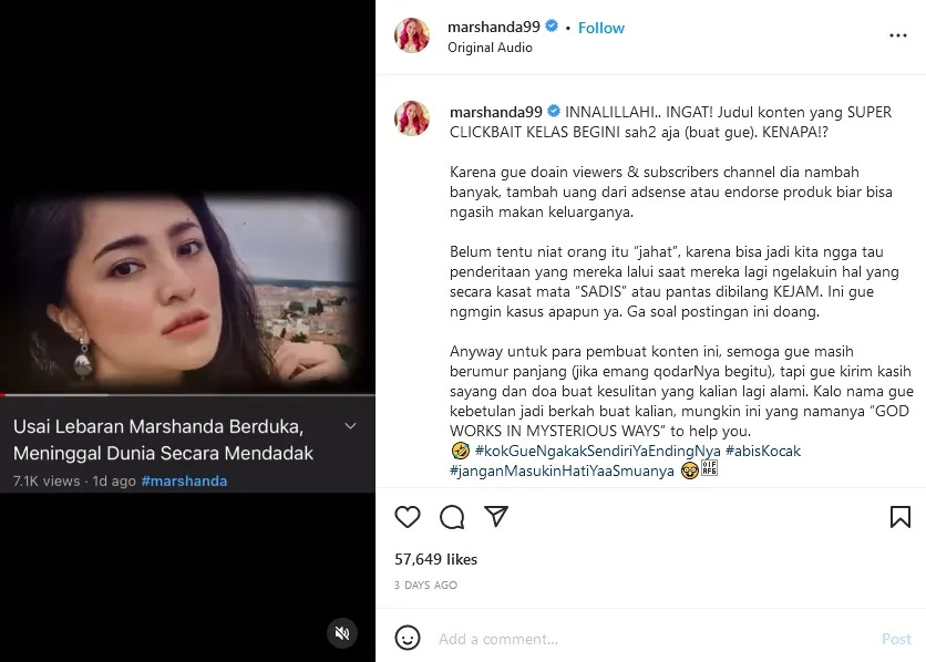 Marshanda Respons Bijak Soal Kabar Dirinya Meninggal Usai Lebaran 2 Marshanda respons kabar hoaks dirinya meninggal