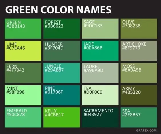 Panduan Membedakan Warna untuk Cowok yang Selalu Bilang Semua Warna Sama Aja 10 Turunan warna hijau