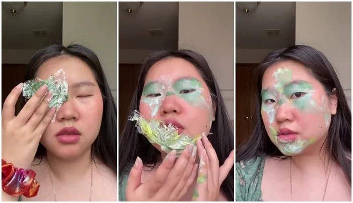 9 Potret Makeup Unik dari Tetesan Cat Wajah ala MUA @sunshinethebee. Stunning! 12 Memanfaatkan plastik bening