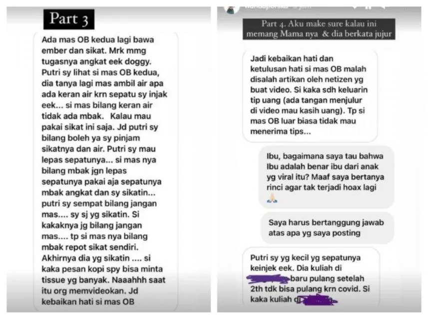 Klarifikasi Ibu dari Pengunjung Mal yang Sepatunya Dibersihkan Petugas OB 6