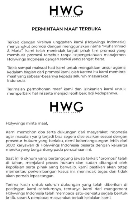 Kontroversi Holywings; Dugaan Penistaan Agama Sampai Izin Usaha Dicabut 6 Permintaan maaf Holywings