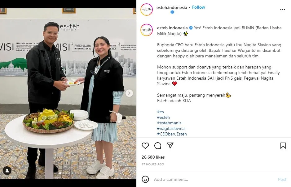 Nagita Slavina Jadi CEO Esteh Indonesia, Auto Ganti Status 'BUMN' 4 Nagita Slavina jadi CEO Esteh Indonesia
