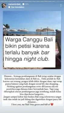 Warga Bikin Petisi Protes Kebisingan Bar & Klub Malam di Canggu, Nana Mirdad Ikut Bersuara 3 Respons Nana Mirdad soal petisi warga Canggu