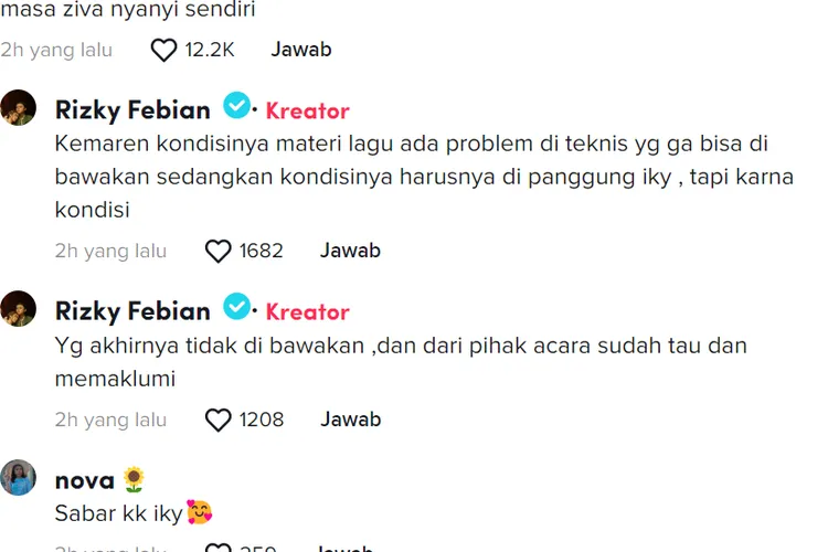 Rizky Febian Klarifikasi Soal Dirinya Batal Duet dengan Ziva Magnolya: Masalah Teknis 2 Klarifikasi Rizky Febian soal batal duet dengan Ziva Magnolya