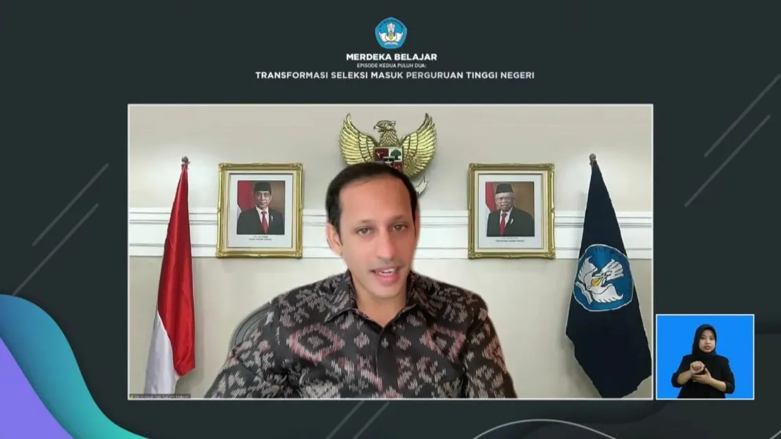 Aturan Seleksi Masuk PTN 2023 Diubah, Tes Mata Pelajaran Dihapus dari SBMPTN 2 Nadiem Makarim dalam acara Merdeka Belajar episode 22