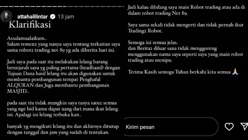 Atta Halilintar Angkat Bicara Usai Namanya Terseret Kasus Robot Trading 2 Atta Halilintar robot trading