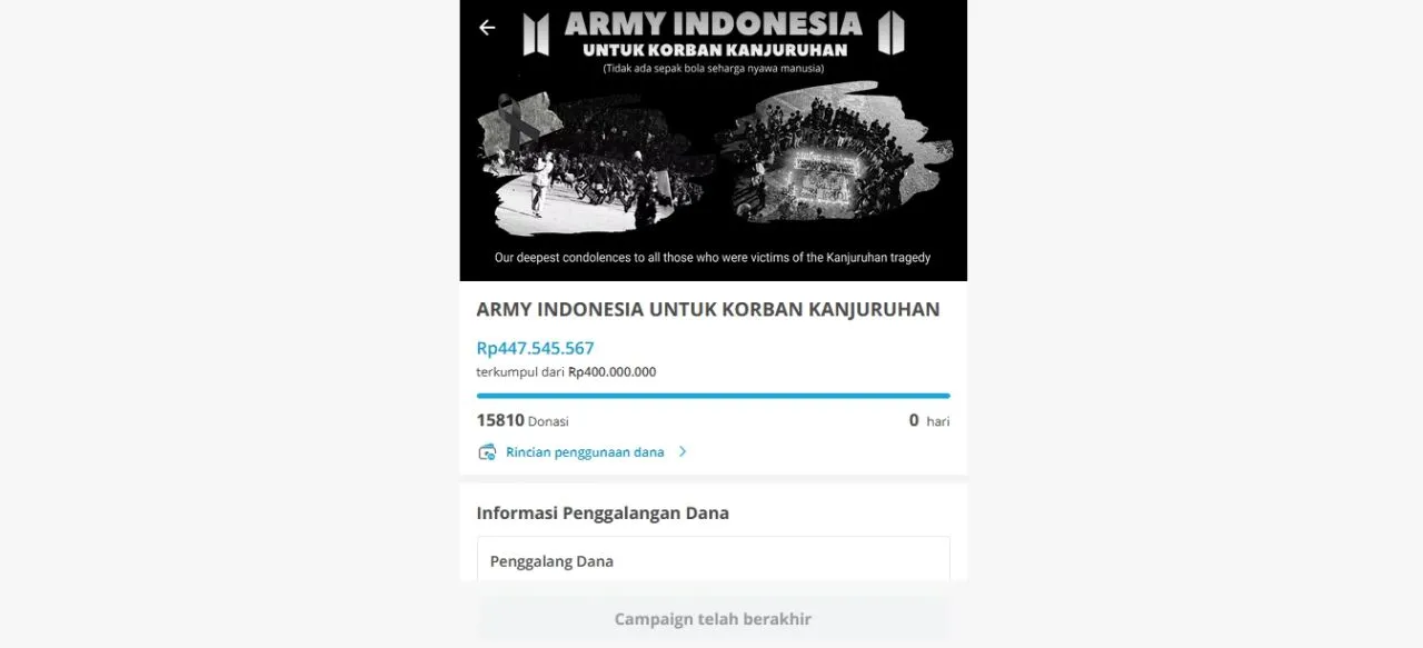 ARMY Indonesia Galang Dana untuk Korban Tragedi Kanjuruhan, Momen Solidaritas Kemanusiaan 2 Donasi oleh ARMY Indonesia