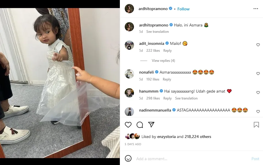 Ardhito Pramono Bagikan Video Bareng Istri dan Sang Putri, Akhirnya Go Public! 6 Asmara, putri Ardhito Pramono
