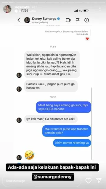 Tiru Fans Leslar yang Hujat Kiky Saputri, Denny Sumargo: Nggak Ditransfer nih Kak? 2 Aksi iseng Denny Sumargo