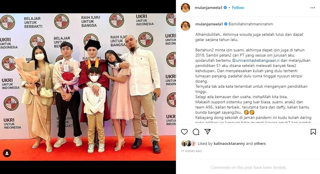 Mulan Jameela Wisuda S1, Ungkap Butuh Bertahun-Tahun Dapat Izin Suami untuk Sekolah 3 Mulan Jameela wisuda s1