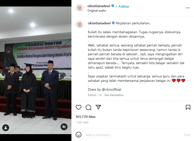 Oki Setiana Dewi Raih Gelar Doktor Kedua Kalinya, Akui Hobi Belajar dan Pertimbangkan Jadi Dosen 3 Oki kenang perjalanan kuliah