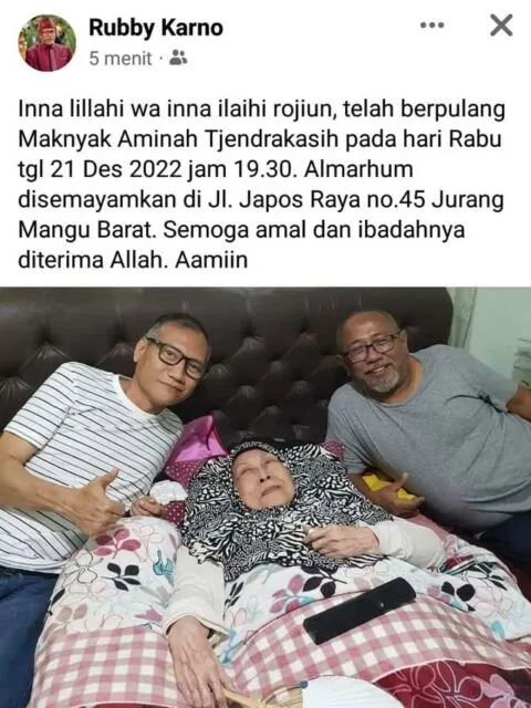 Kabar Duka, Aktris Aminah Cendrakasih Pemeran 'Mak Nyak' Si Doel Meninggal Dunia 2 Kabar meninggalnya Aminah Cendrakasih